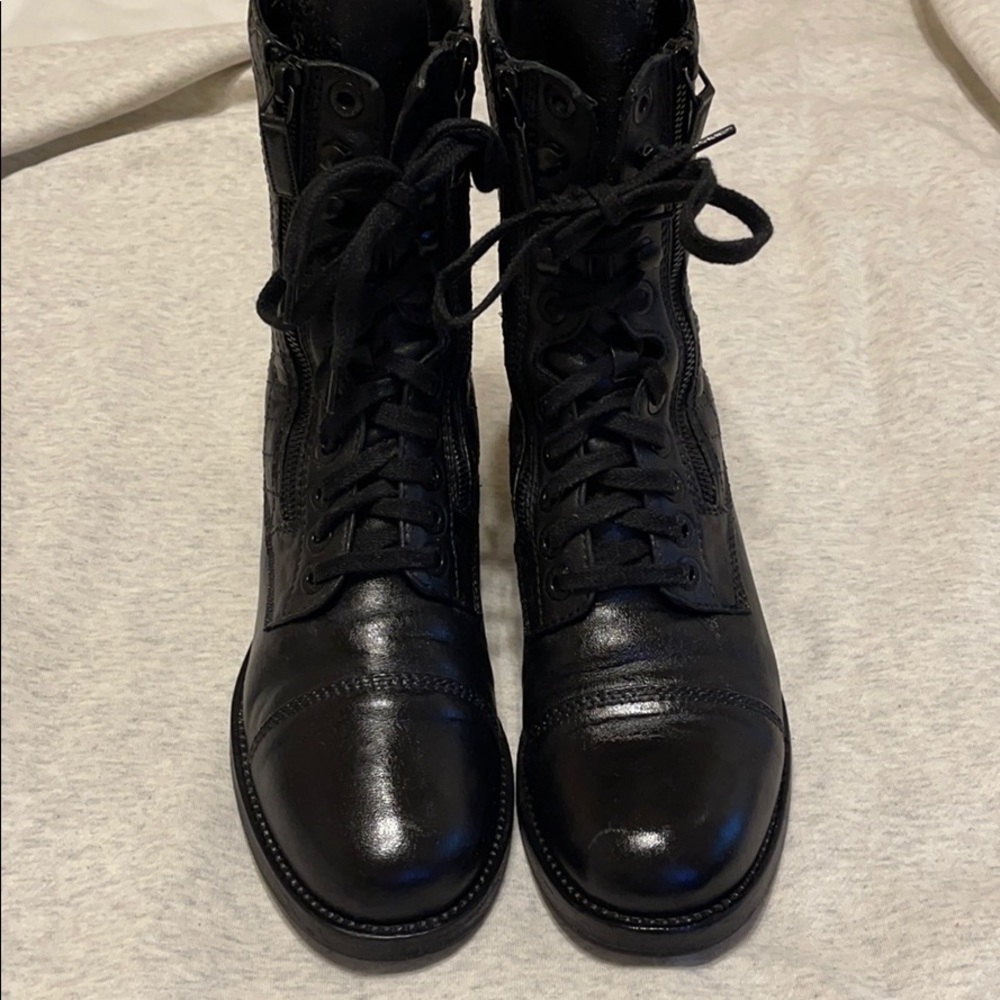 Chanel black combat boots